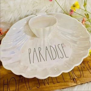 ♡Rae Dunn iridescent PARADISE seashell serving plate/ built in bowl! Rare! HTF!♡